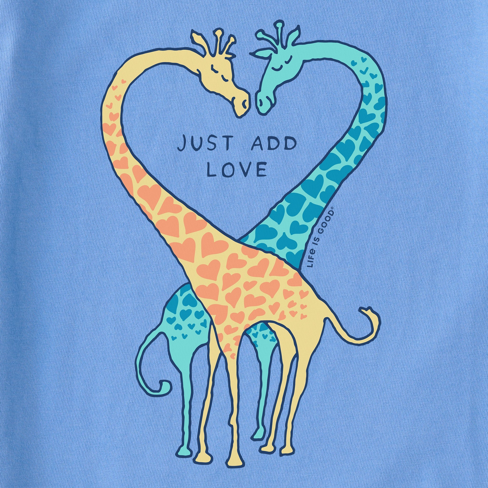 Women's Just Add Love Giraffe Heart Short Sleeve Tee