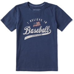 Kids I Believe in Baseball Short Sleeve Crusher Tee
