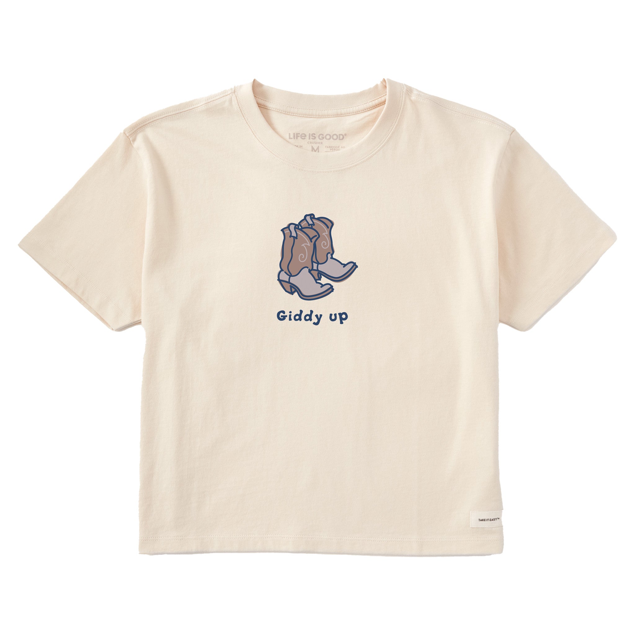 Women's Giddy Up Cowboy Boots Short Sleeve Crusher Boxy Tee