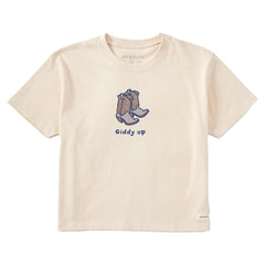 Women's Giddy Up Cowboy Boots Short Sleeve Crusher Boxy Tee