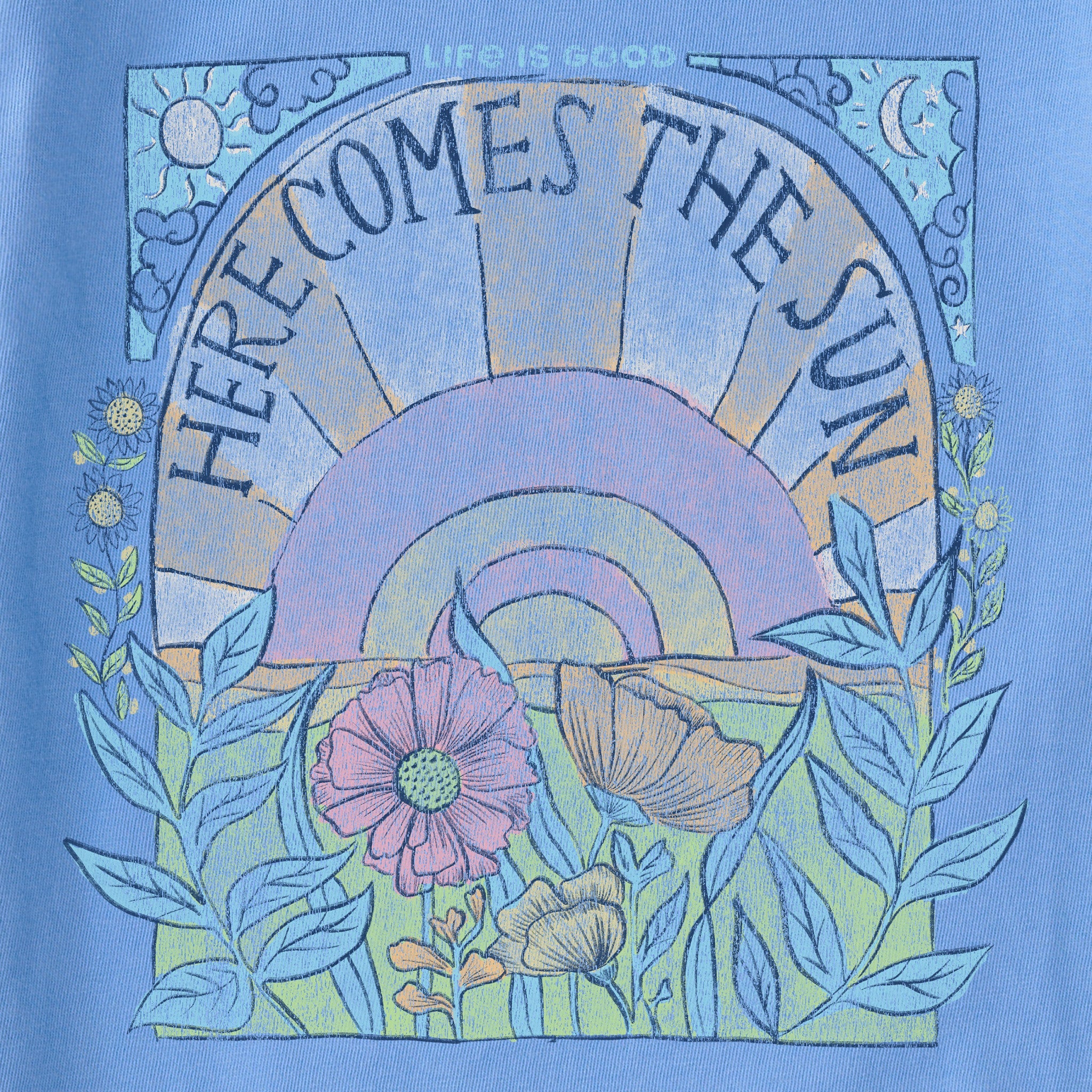Women's Here Comes The Sun Hippie Short Sleeve Crusher Boxy Tee