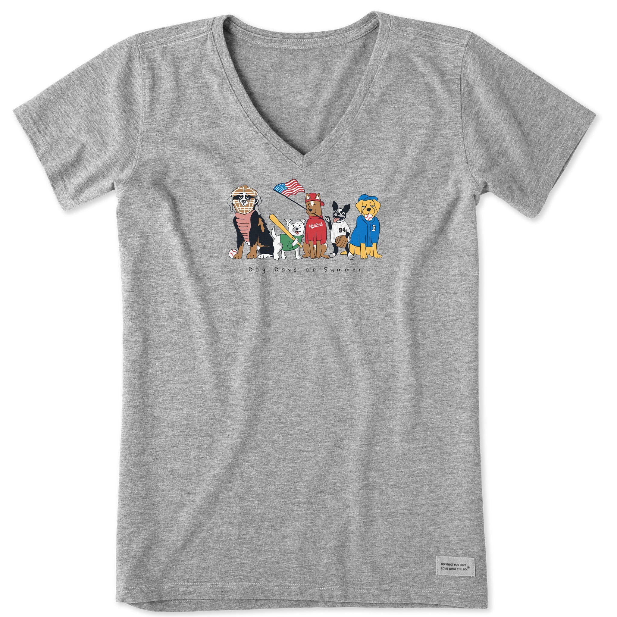 Women's Dog Days of Summer Baseball Short Sleeve Vee