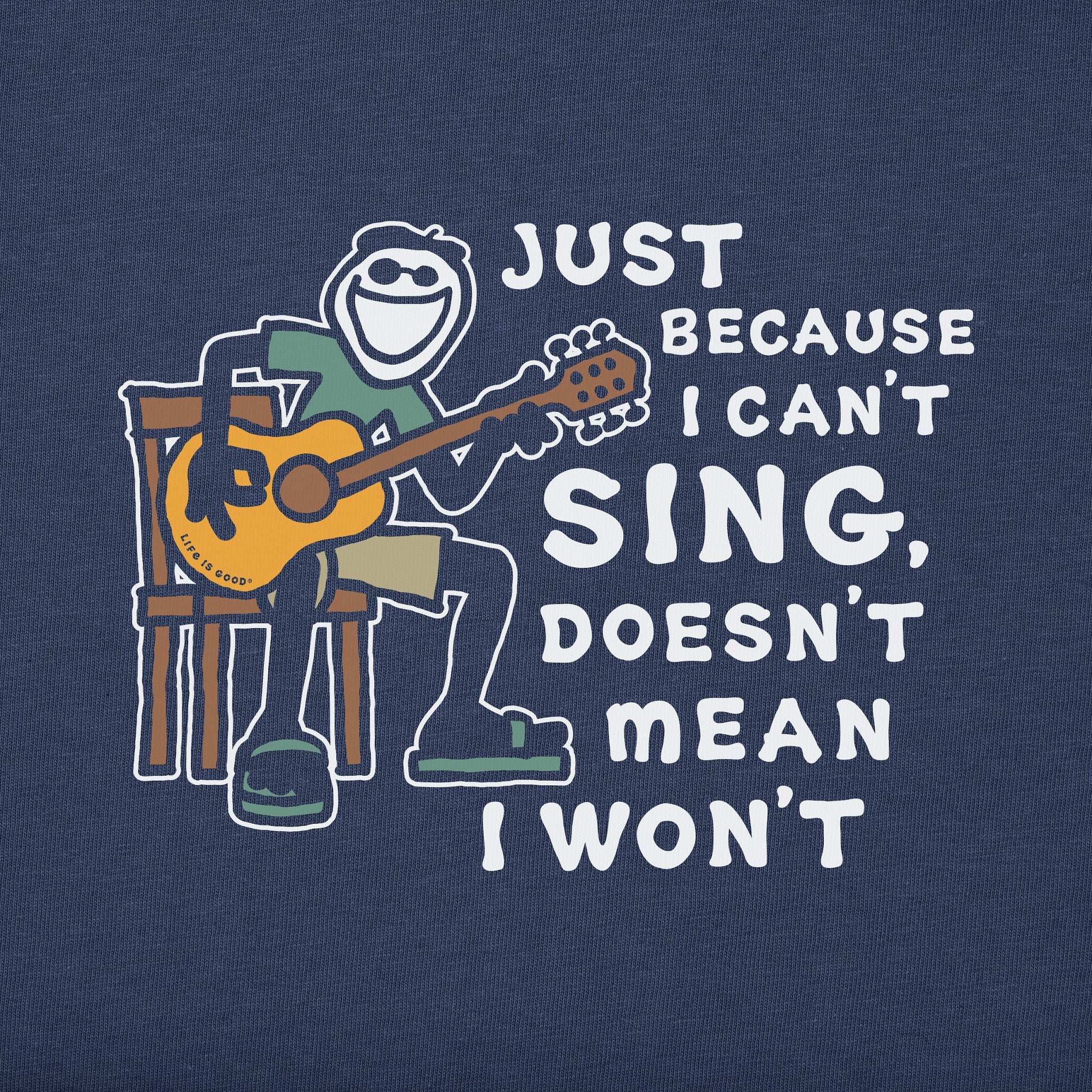 Men's Jake Can't Sing Guitar Short Sleeve Crusher Tee