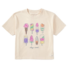 Women's Ice Cream & Popsicles Short Sleeve Crusher Boxy Tee
