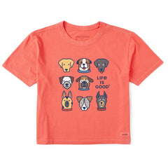 Women's Cute Dogs Short Sleeve Crusher Boxy Tee
