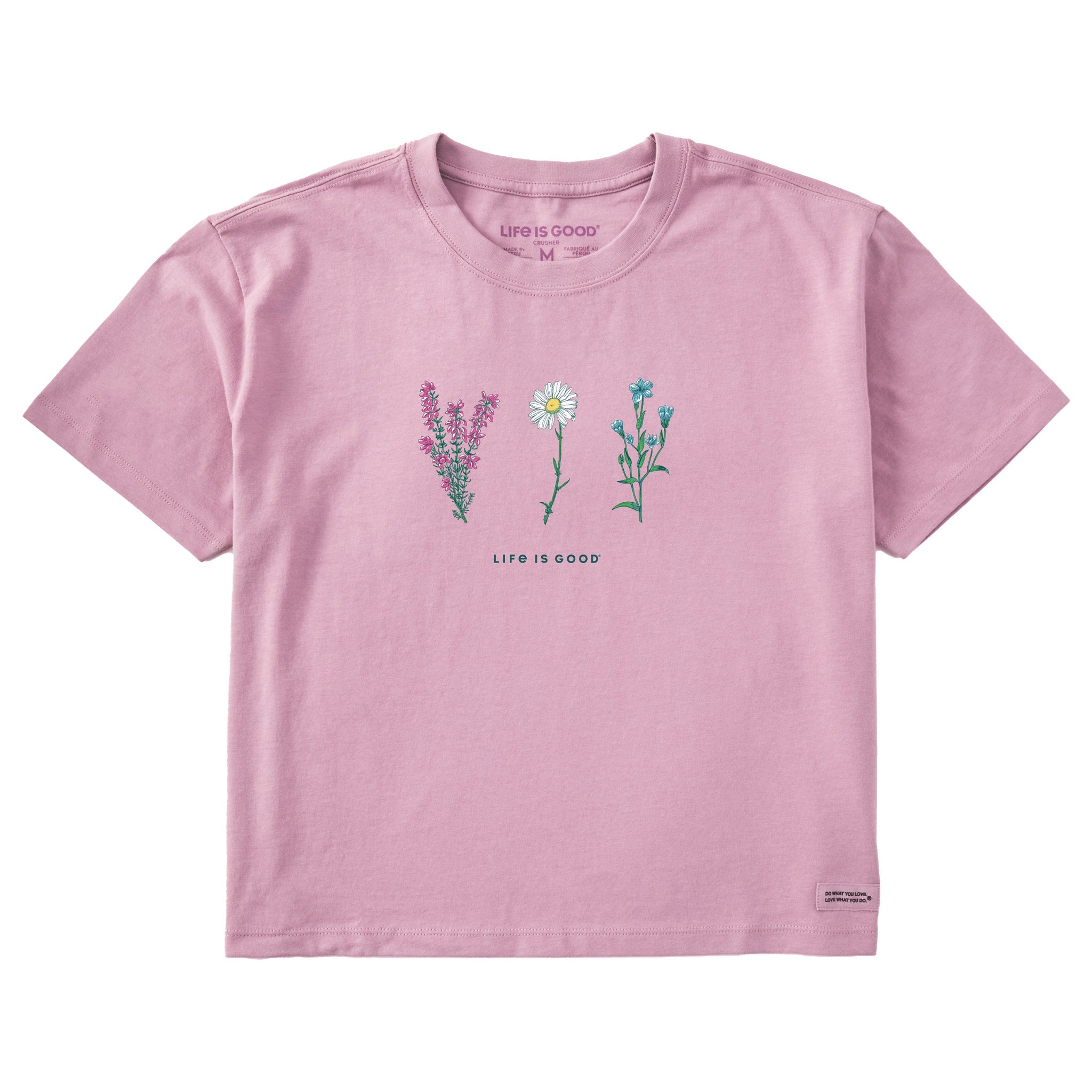 Women's Detailed Wildflowers Short Sleeve Crusher Boxy Tee
