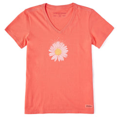Women's Flower of Hearts Short Sleeve Crusher Vee