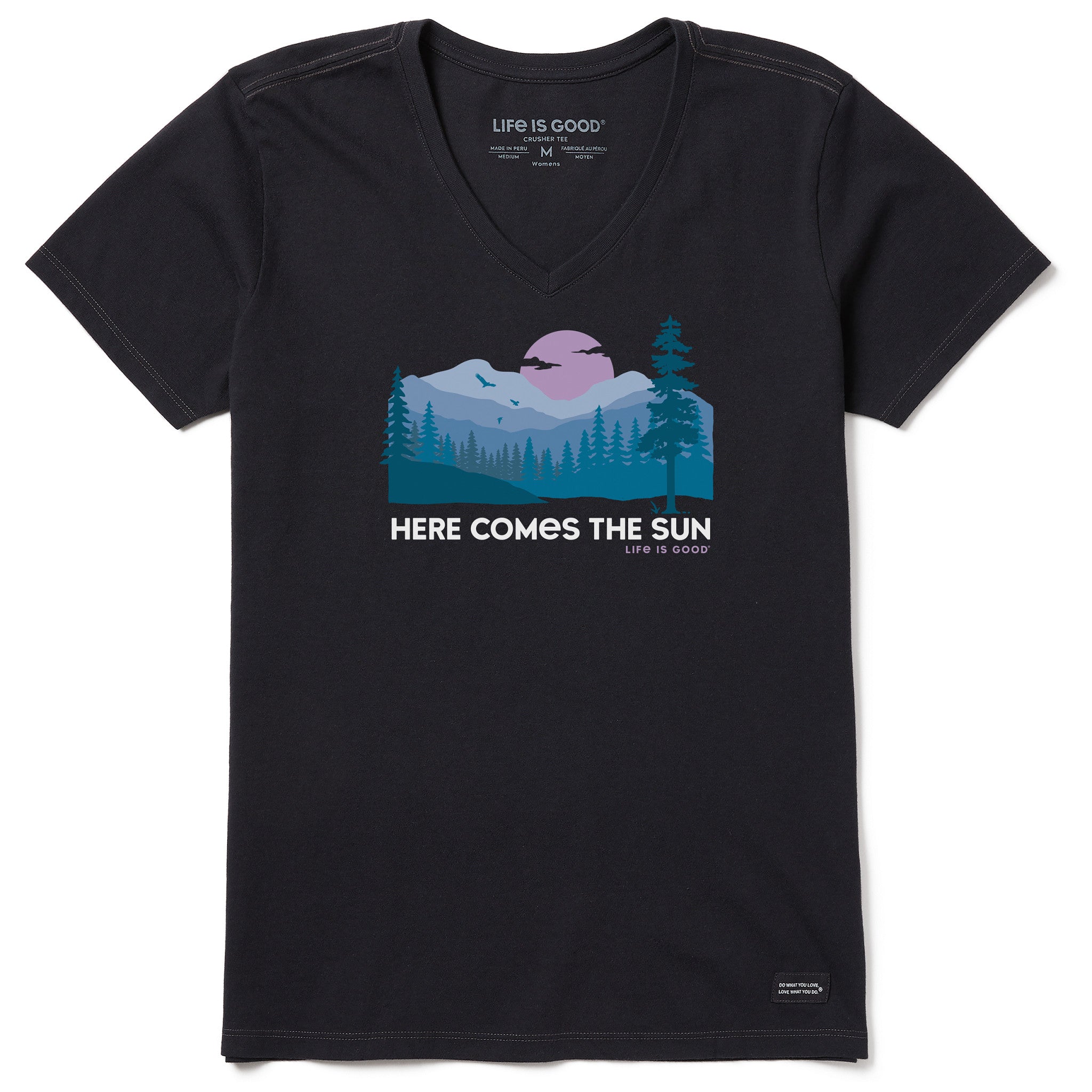 Women's Here Comes the Sun Evergreens Short Sleeve Crusher Vee