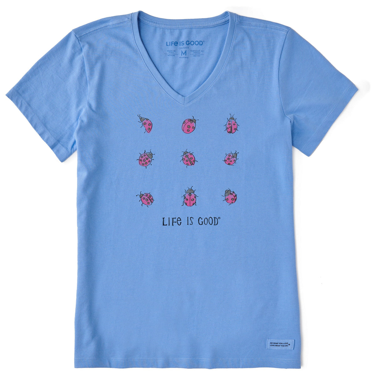 Women's Ladybug Grid Short Sleeve Crusher Vee