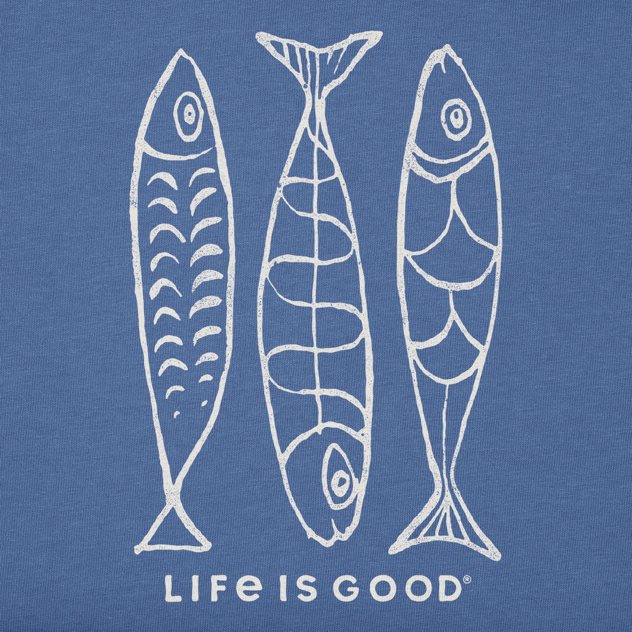 Men's Three Fish Sketch Long Sleeve Crusher Tee