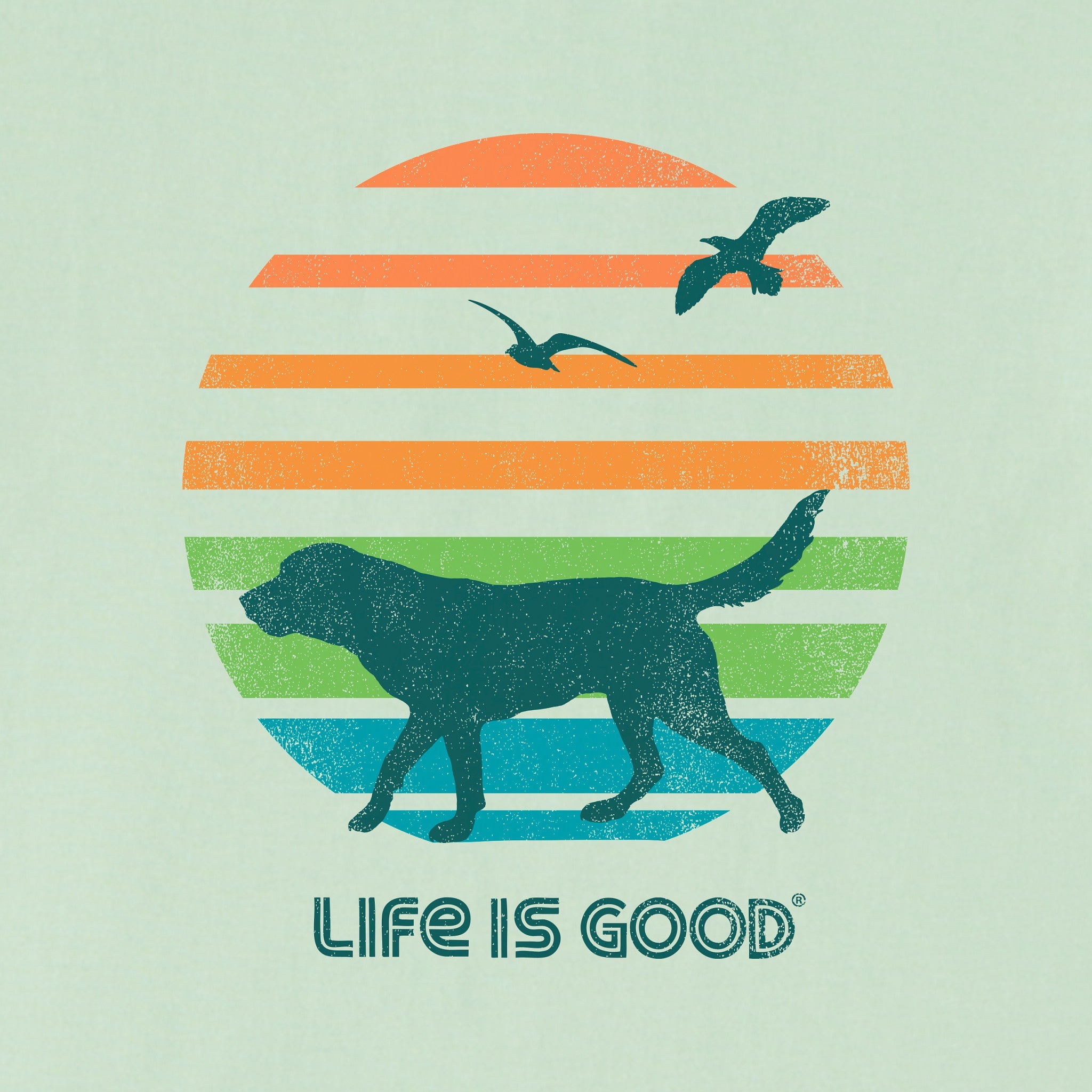 Men's 70's Retro Dog Beach Walk Long Sleeve Crusher-LITE Tee