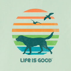 Men's 70's Retro Dog Beach Walk Long Sleeve Crusher-LITE Tee