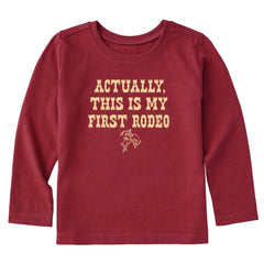 Toddler Woodcut First Rodeo Long Sleeve Crusher Tee
