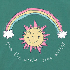 Kids Sun and Rainbow Good Energy Long Sleeve Crusher Tee