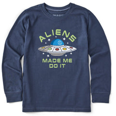 Kids Aliens Made Me Do It Long Sleeve Crusher Tee