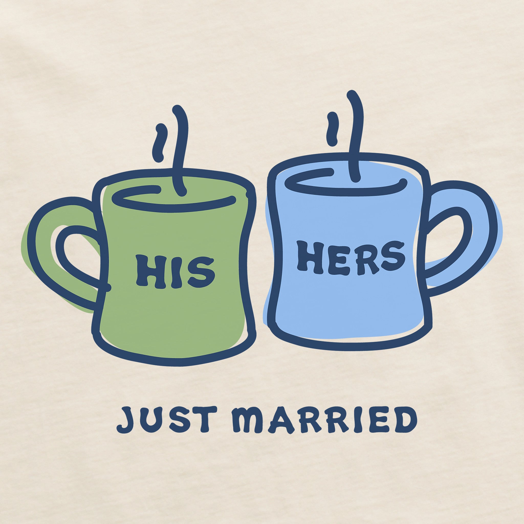 Women's His Hers Just Married Mugs Short Sleeve Crusher Tee