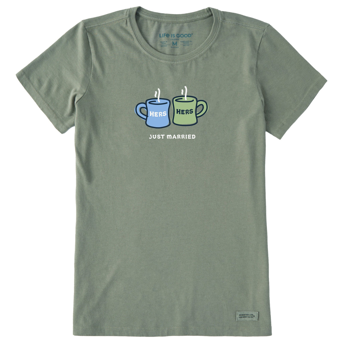 Women's Hers Hers Just Married Mugs Short Sleeve Crusher Tee