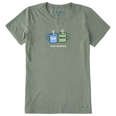 Women's Hers Hers Just Married Mugs Short Sleeve Crusher Tee