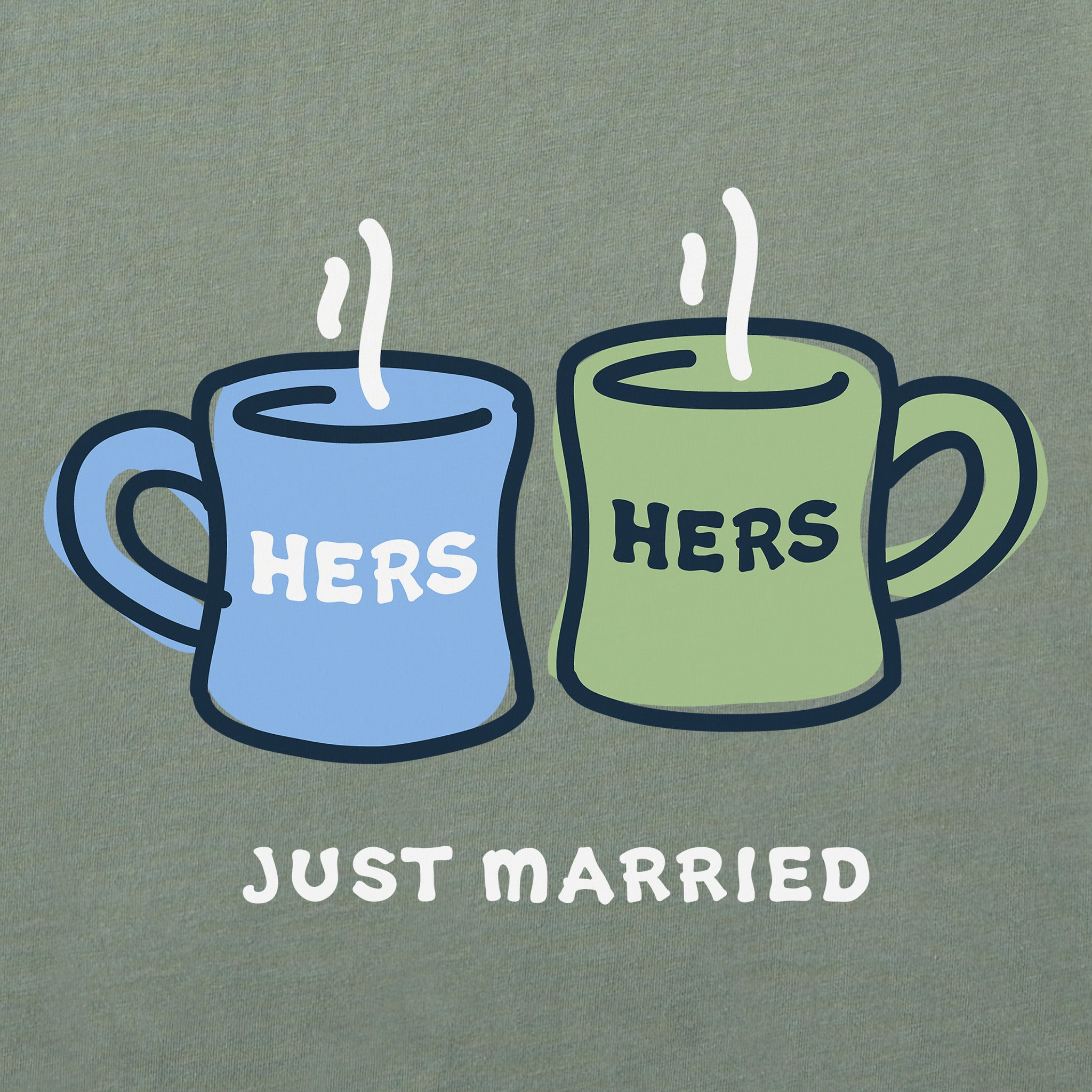 Women's Hers Hers Just Married Mugs Short Sleeve Crusher Tee