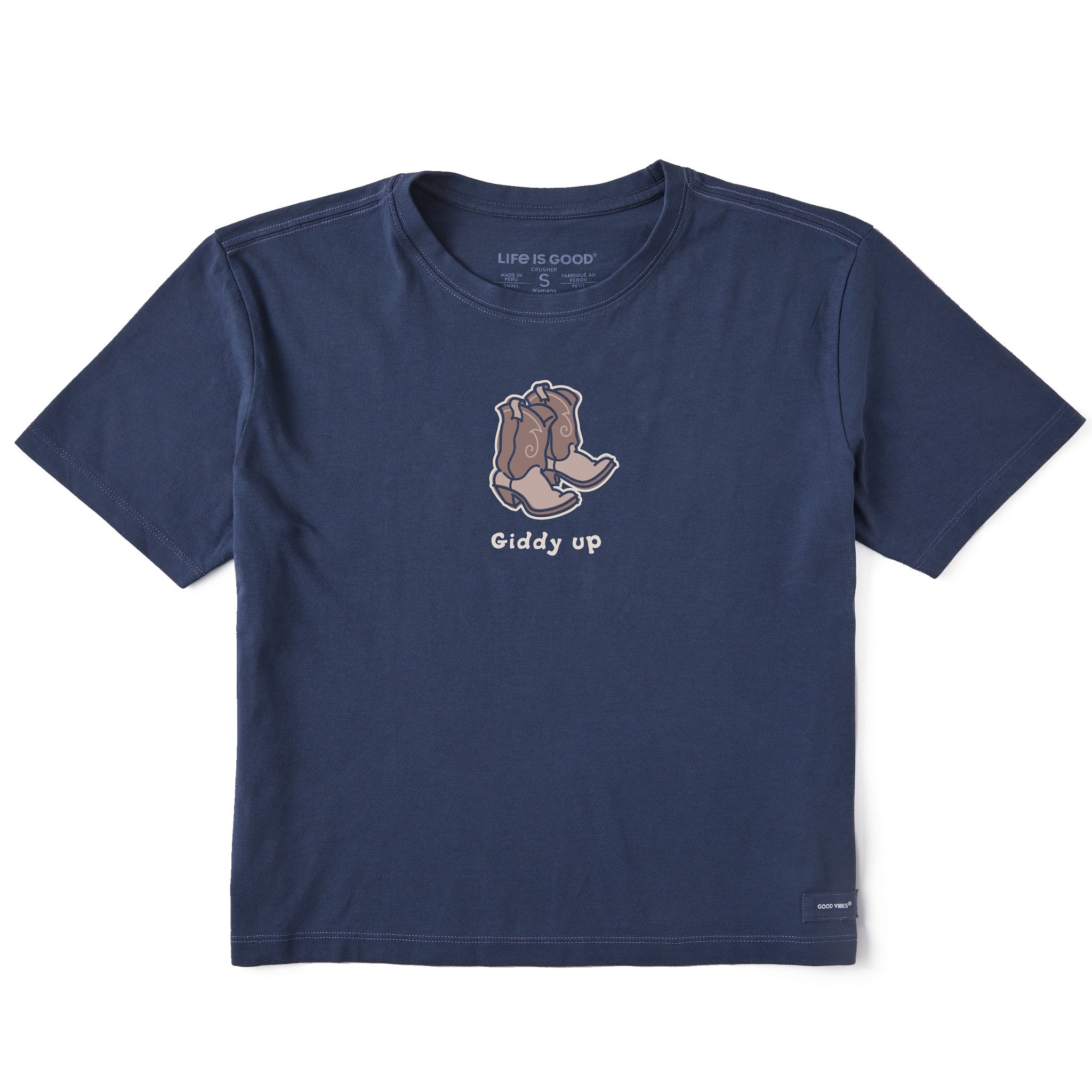 Women's Giddy Up Cowboy Boots Short Sleeve Crusher Boxy Tee