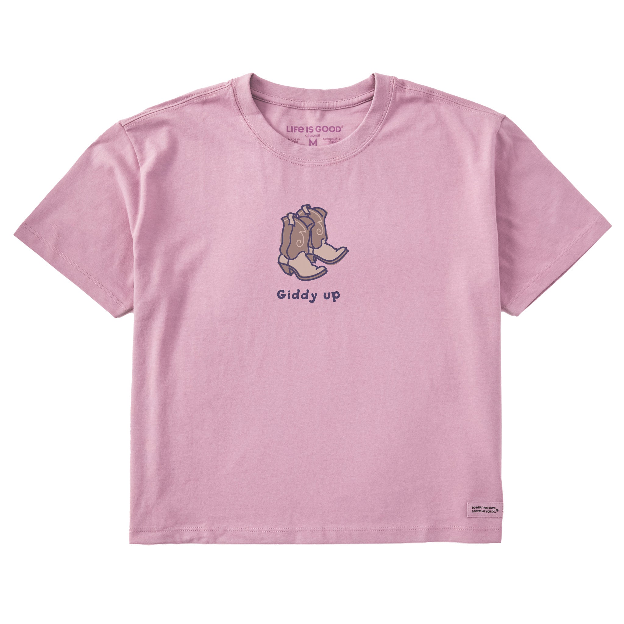 Women's Giddy Up Cowboy Boots Short Sleeve Crusher Boxy Tee