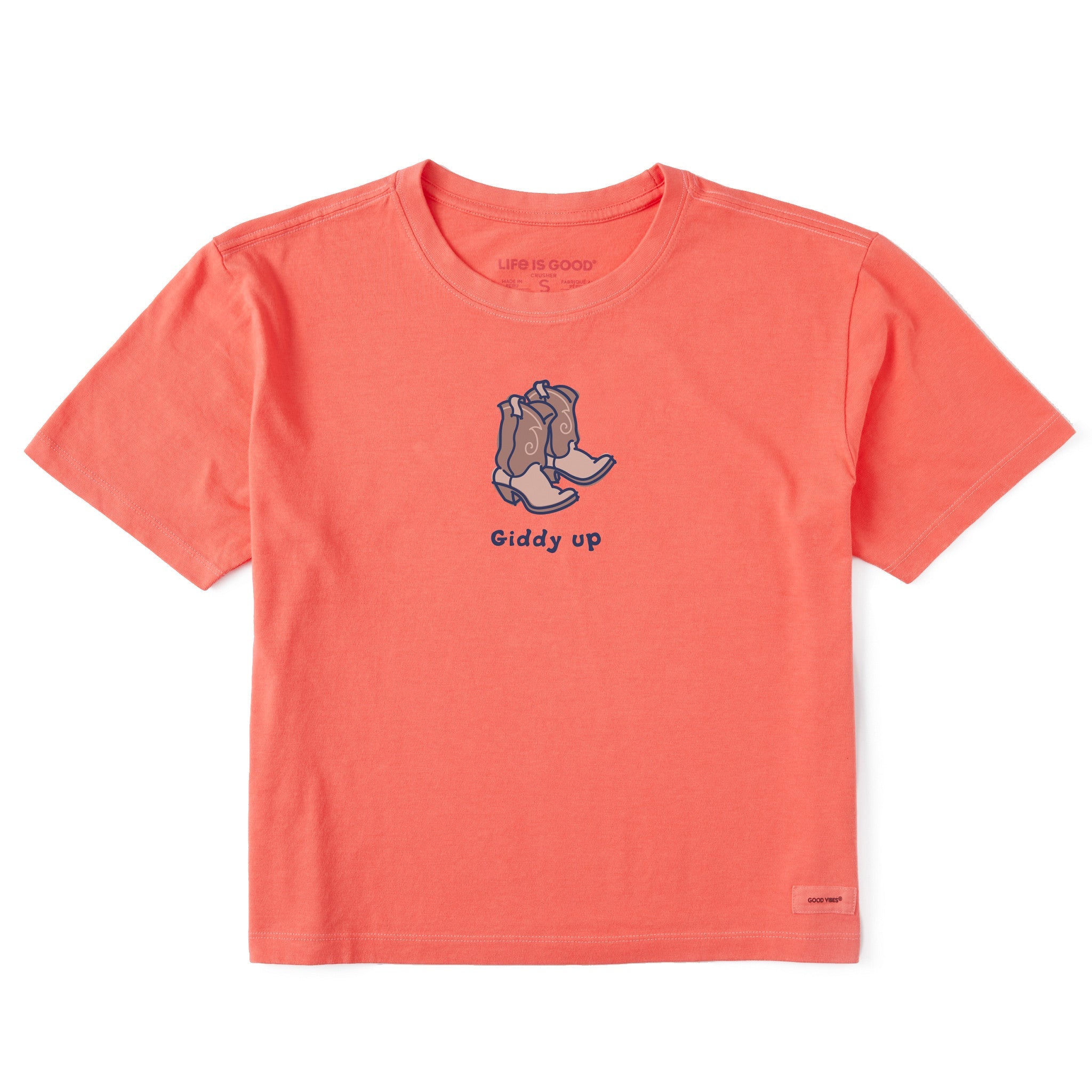 Women's Giddy Up Cowboy Boots Short Sleeve Crusher Boxy Tee