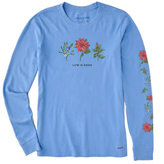 Women's Holiday Flowers Long Sleeve Crusher Tee