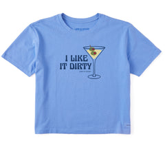 Women's I Like it Dirty Martini Short Sleeve Crusher Boxy Tee