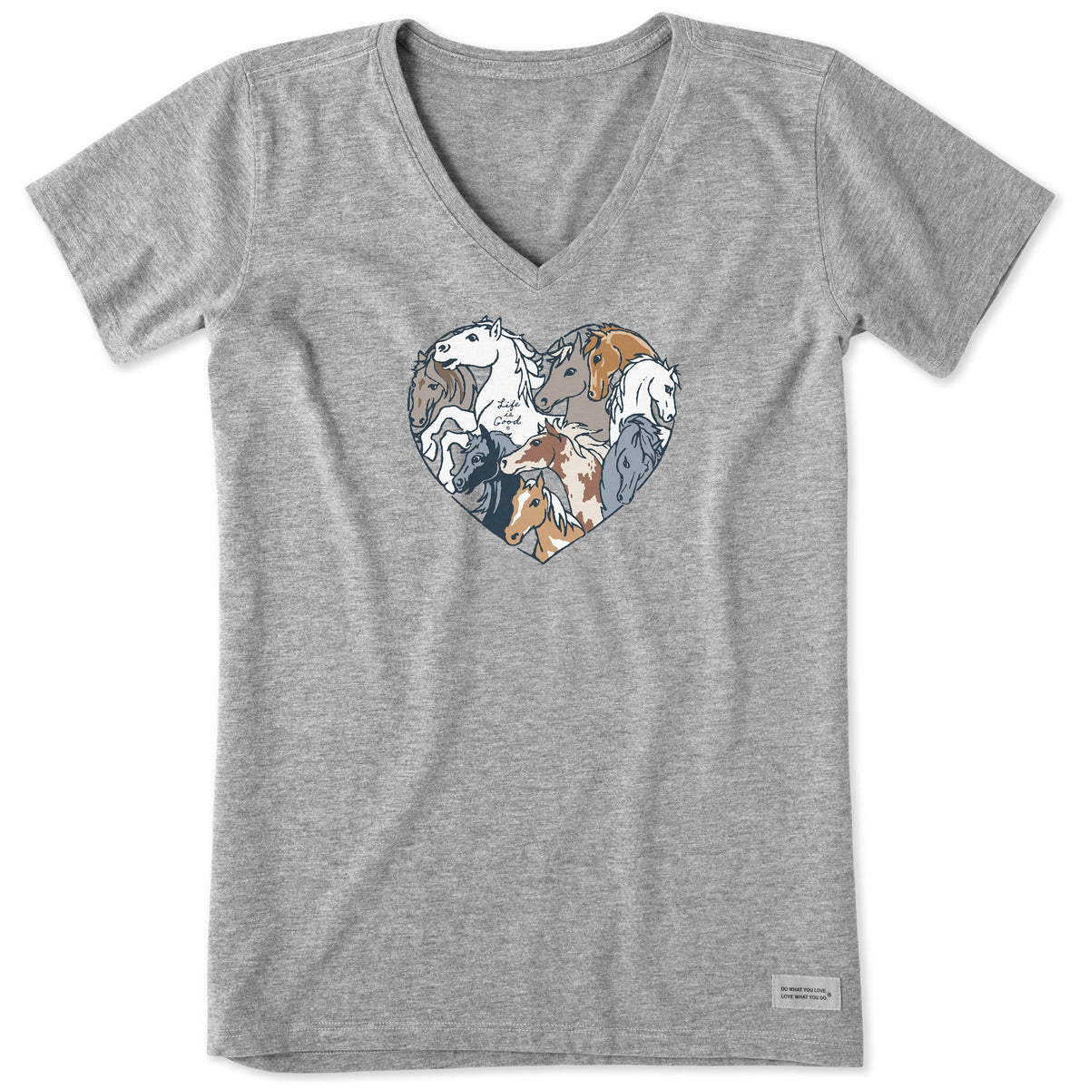 Women's Horses Heart Short Sleeve Vee