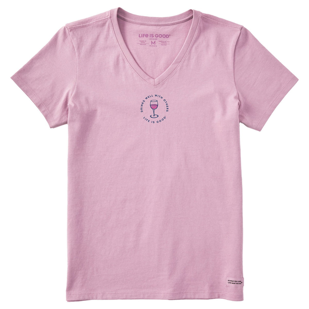 Women's Drinks Well with Others Wine Short Sleeve Crusher Vee