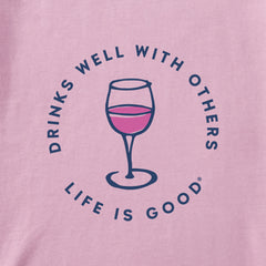 Women's Drinks Well with Others Wine Short Sleeve Crusher Vee