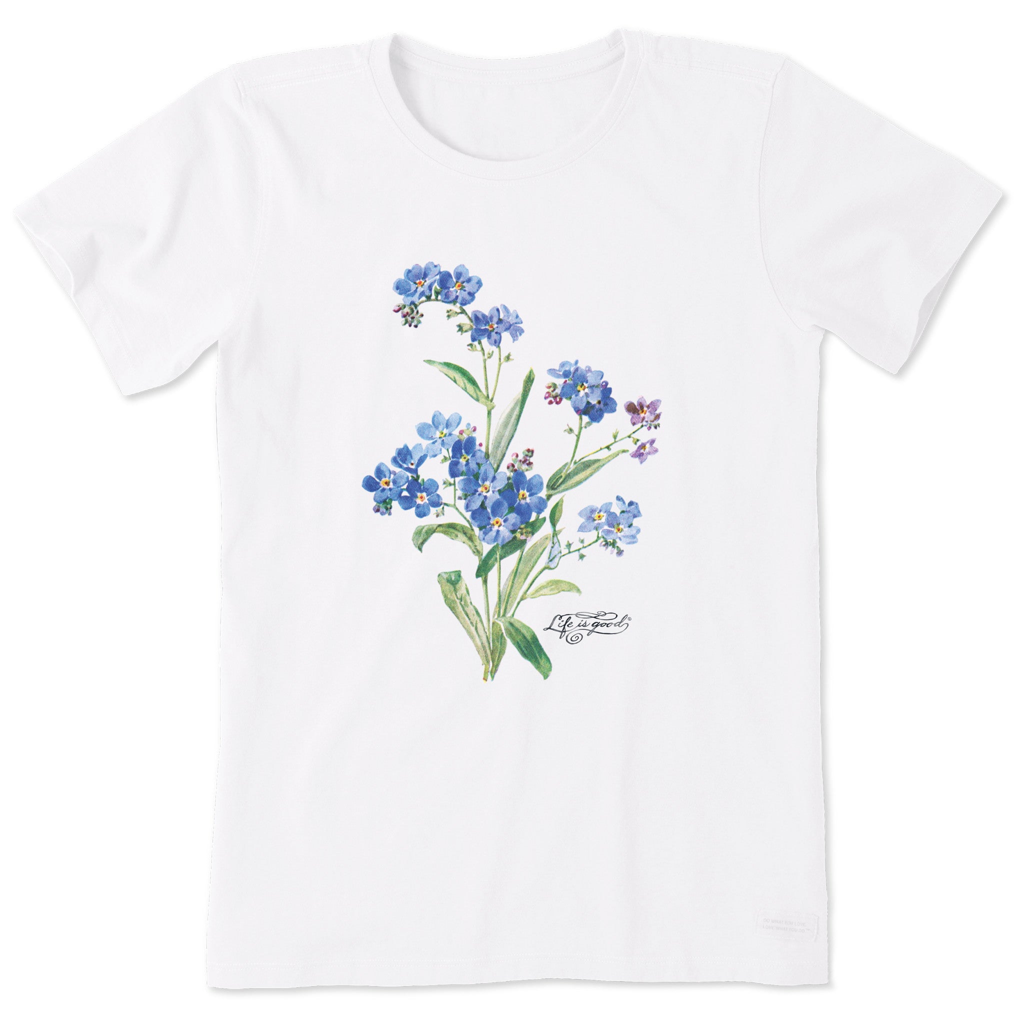 Women's Antique Blue Flowers Short Sleeve Crusher Tee