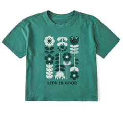Women's Flag Flowers Short Sleeve Crusher Boxy Tee