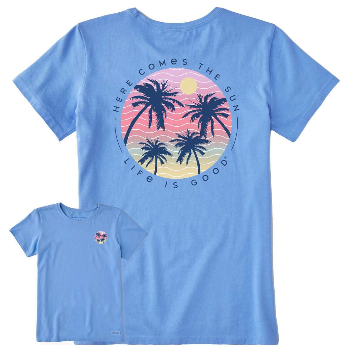 Women's Here Comes the Sun Palm Trees Short Sleeve Tee