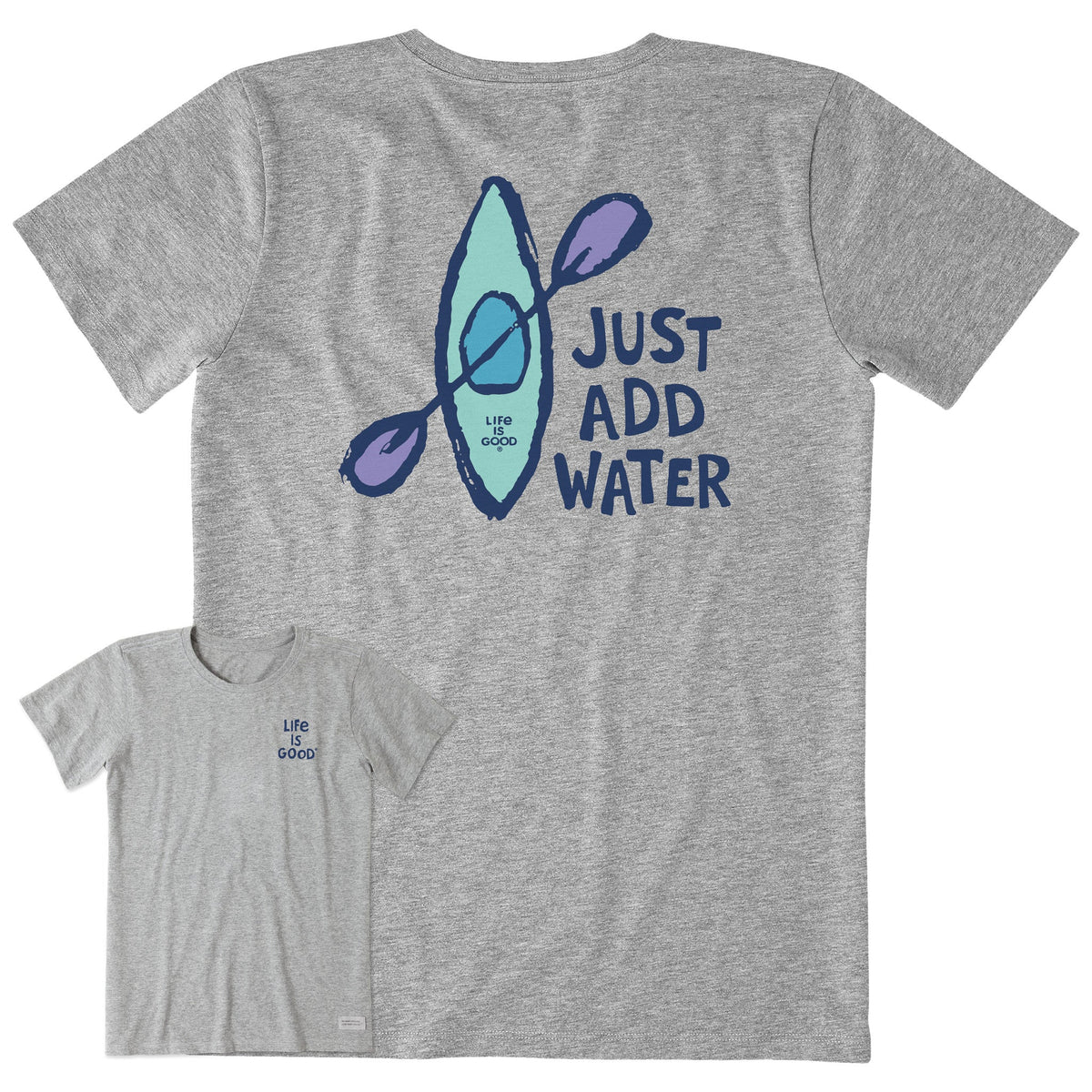 Women's Just Add Water Kayak Hand Drawn Short Sleeve Crusher Tee