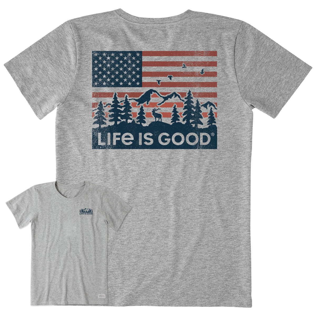 Women's Flag Mountain Scene Short Sleeve Crusher Tee