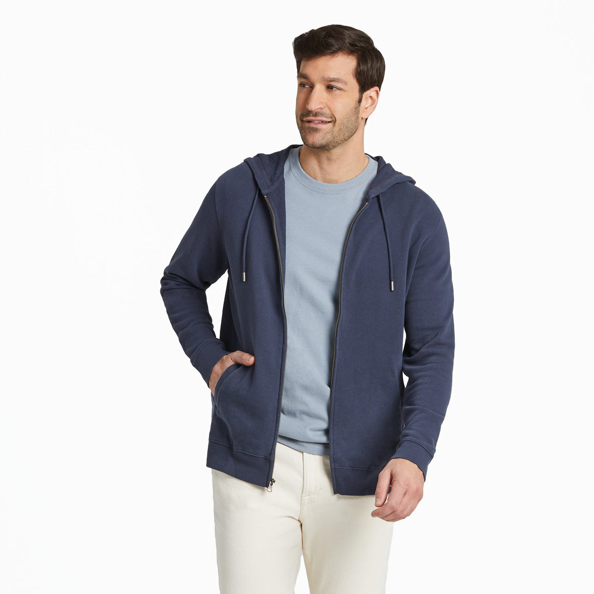 Men's Solid French Terry Zip Hoodie