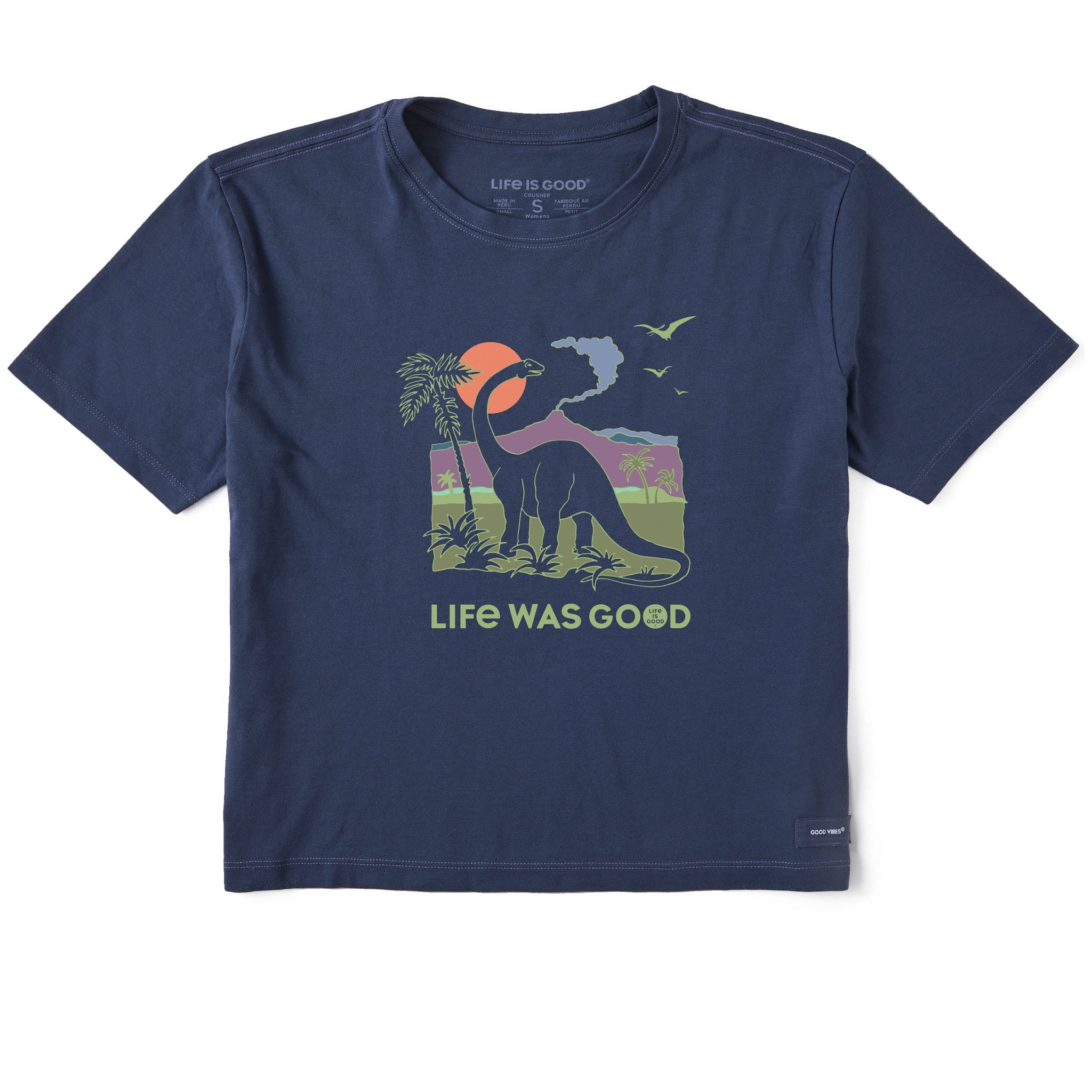 Women's Dinosaur Life was Good Short Sleeve Crusher Boxy Tee