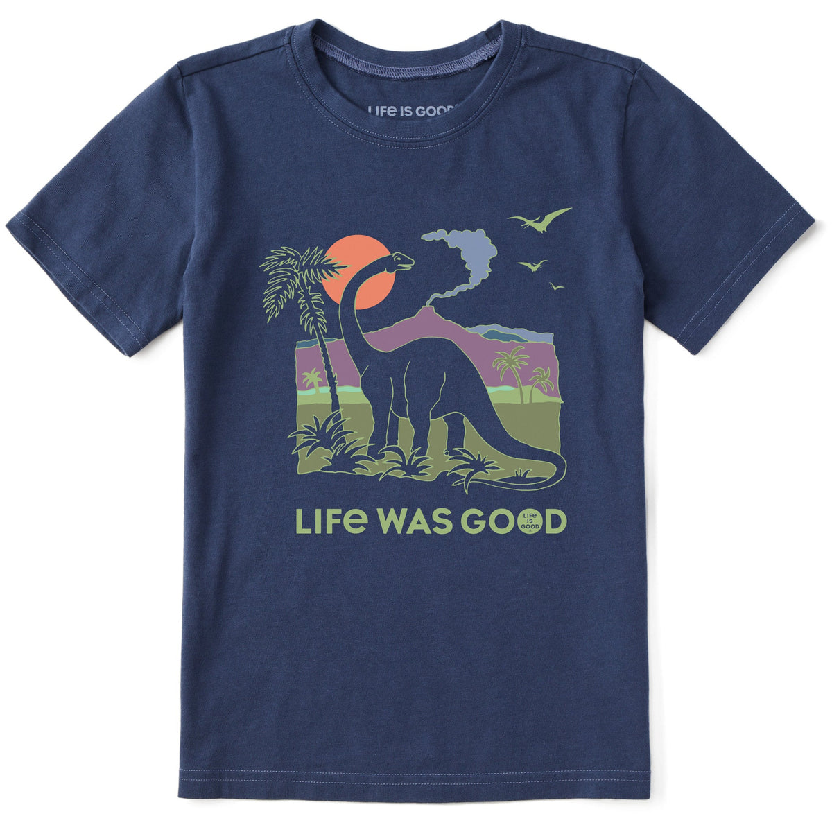 Kids Dinosaur Life was Good Short Sleeve Crusher Tee