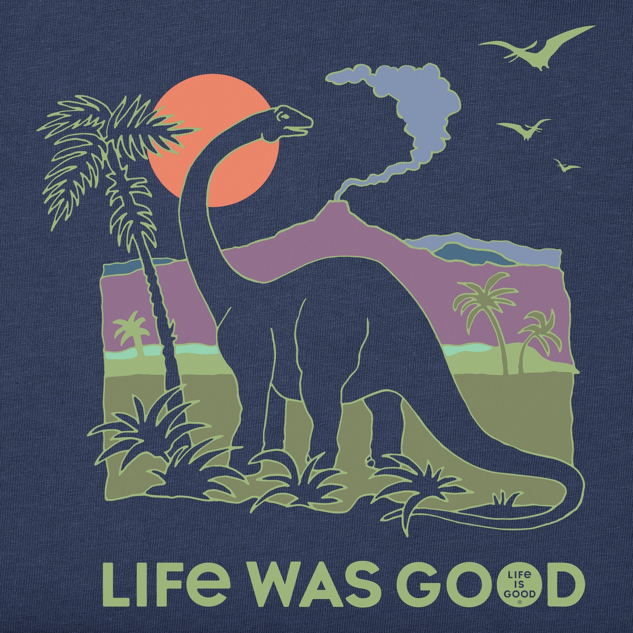 Kids Dinosaur Life was Good Short Sleeve Crusher Tee
