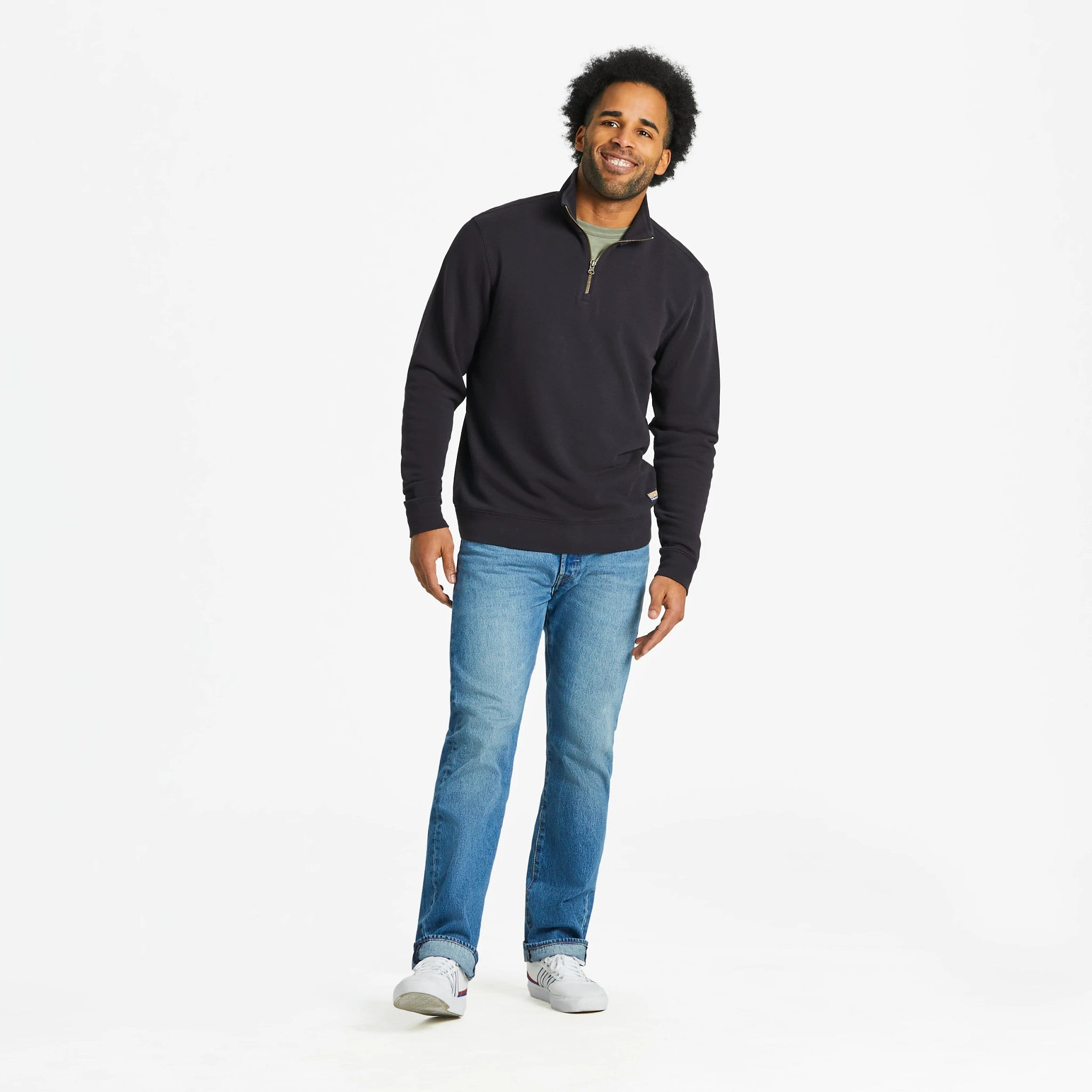 Men's Solid French Terry Quarter Zip