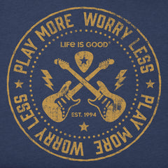 Men's Play More Worry Less Guitars Long Sleeve Crusher Tee