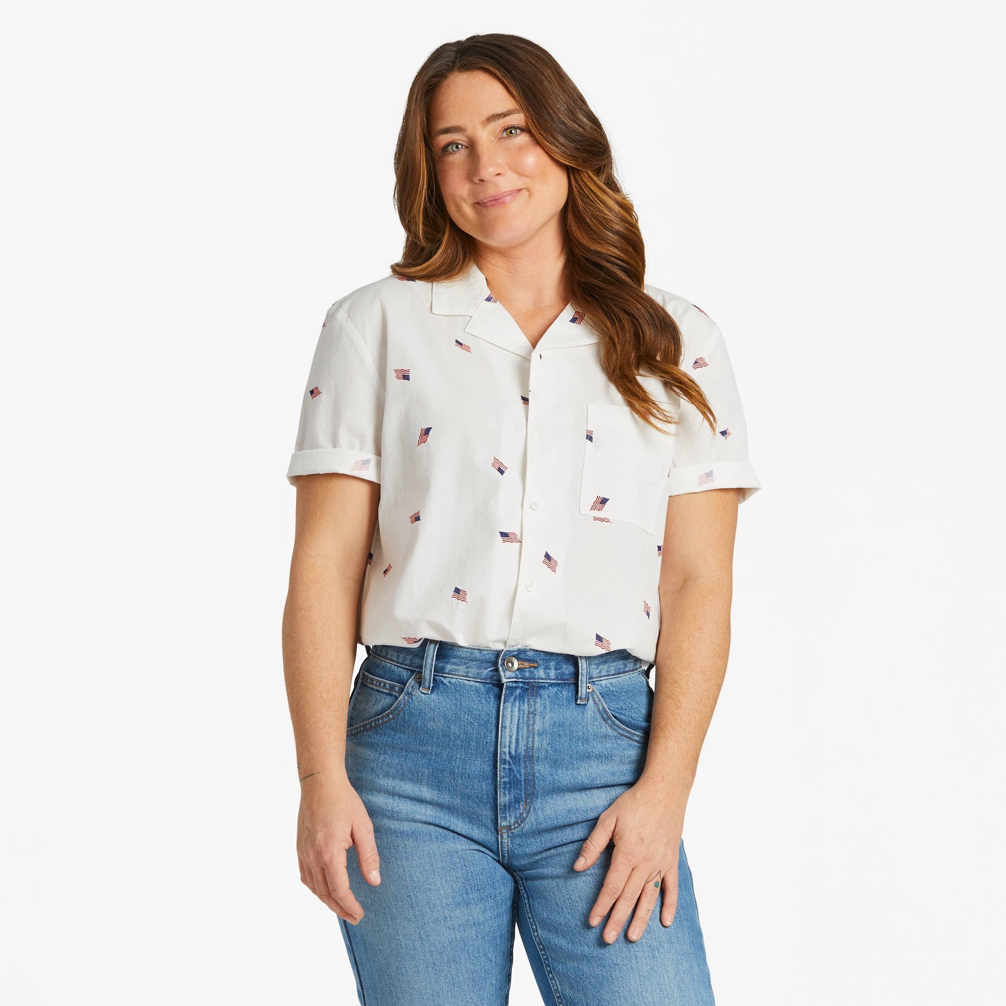 Men's Flag Pattern Camp Shirt