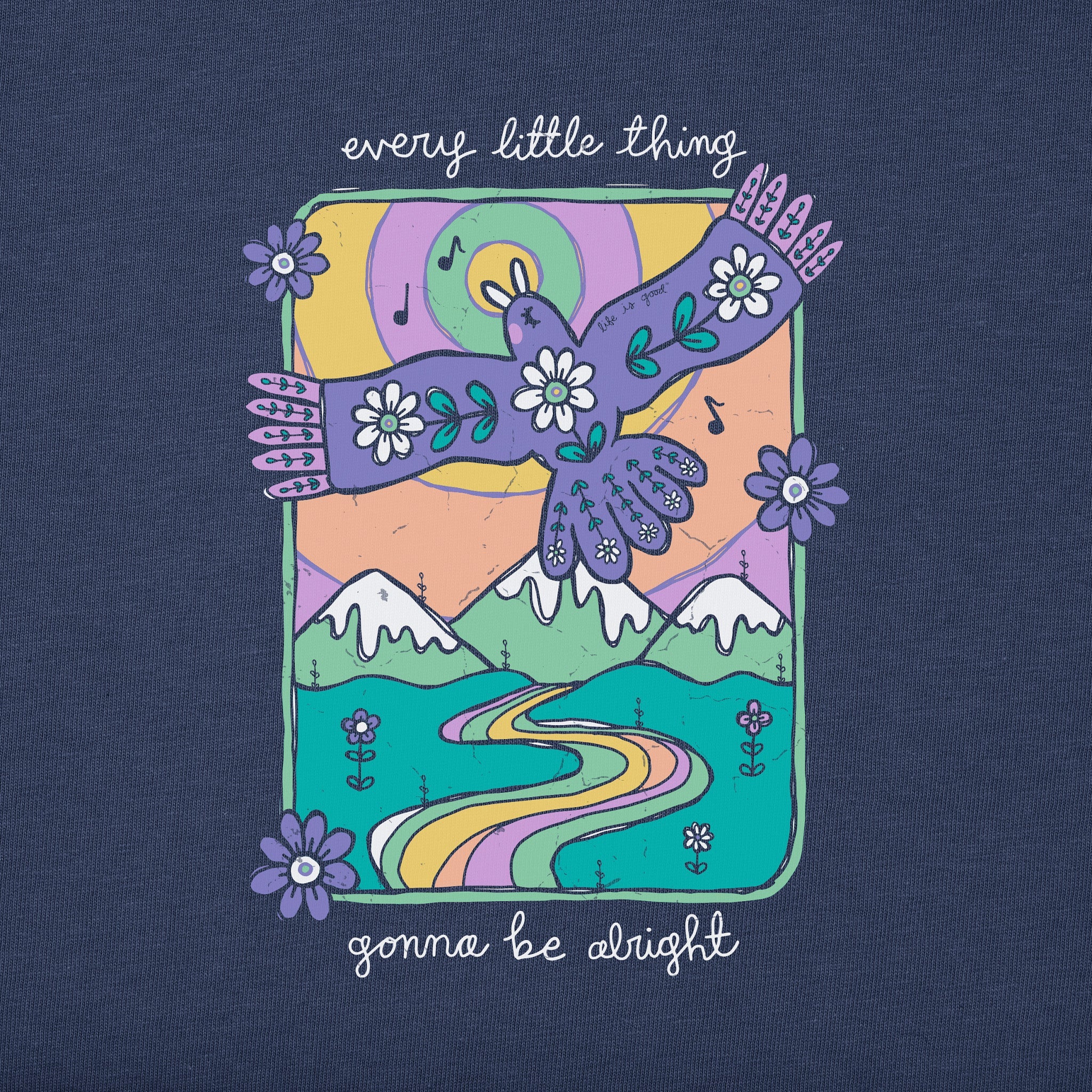 Women's Every Little Thing Bird and Mountains Short Sleeve Crusher Tee