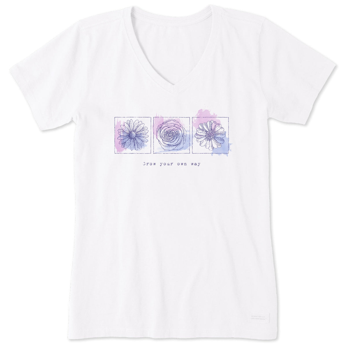 Women's Grow Your Own Way Flowers Short Sleeve Crusher Vee