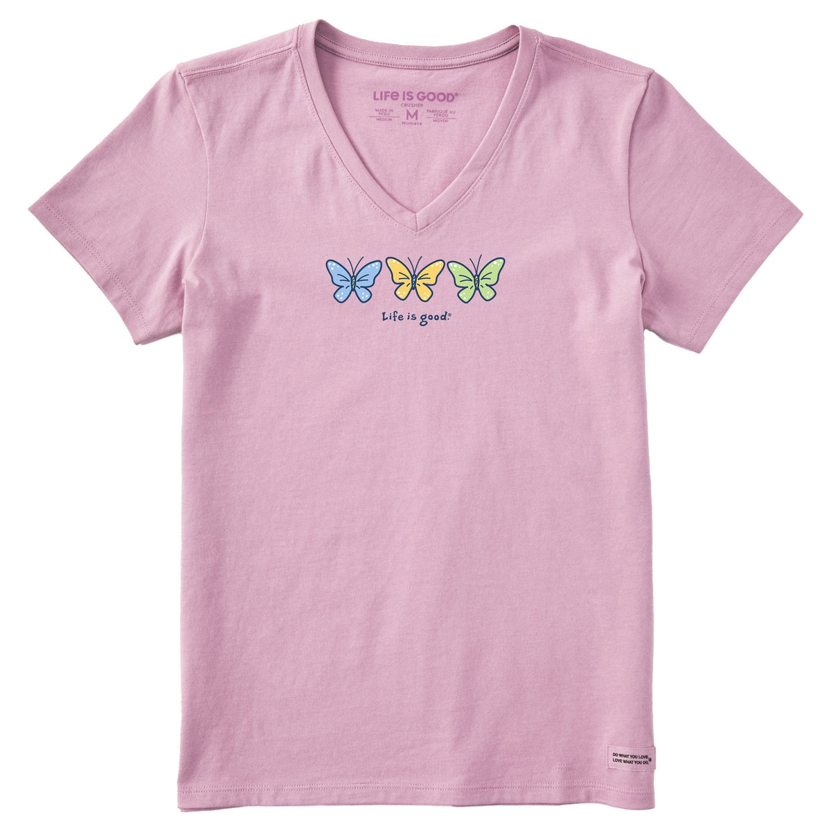 Women's 3 Butterflies Short Sleeve Crusher Vee