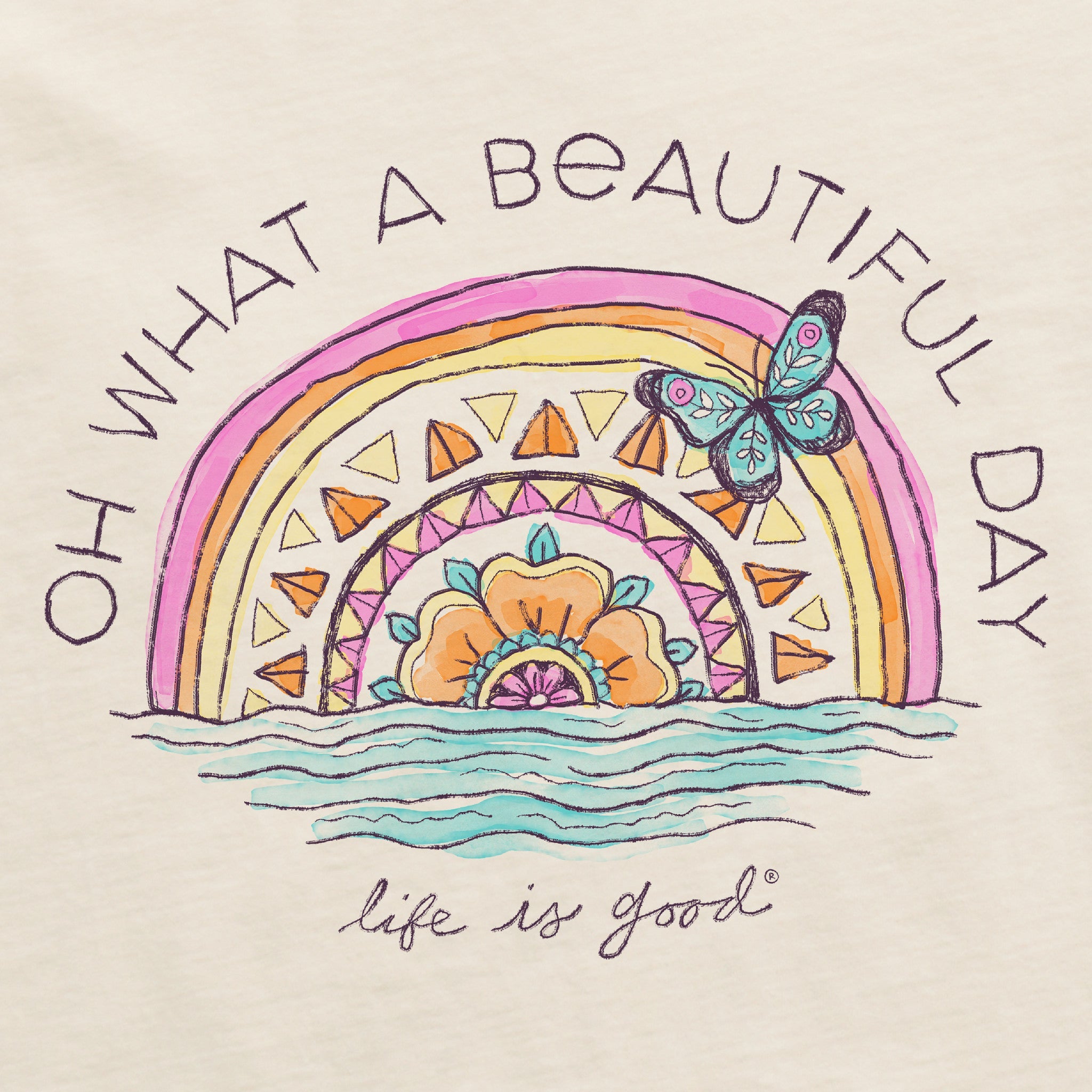 Men's Beautiful Day Butterfly Rainbow Short Sleeve Crusher Tee