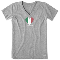Women's Italy Heart Short Sleeve Vee