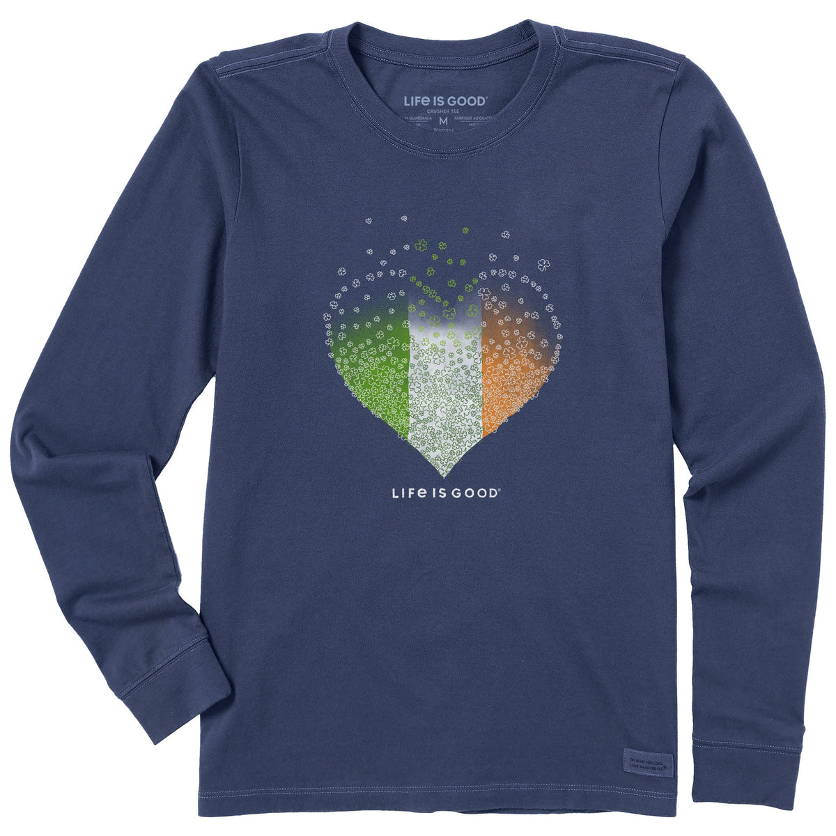 Women's Irish Heart Shamrock Fade Long Sleeve Crusher Tee