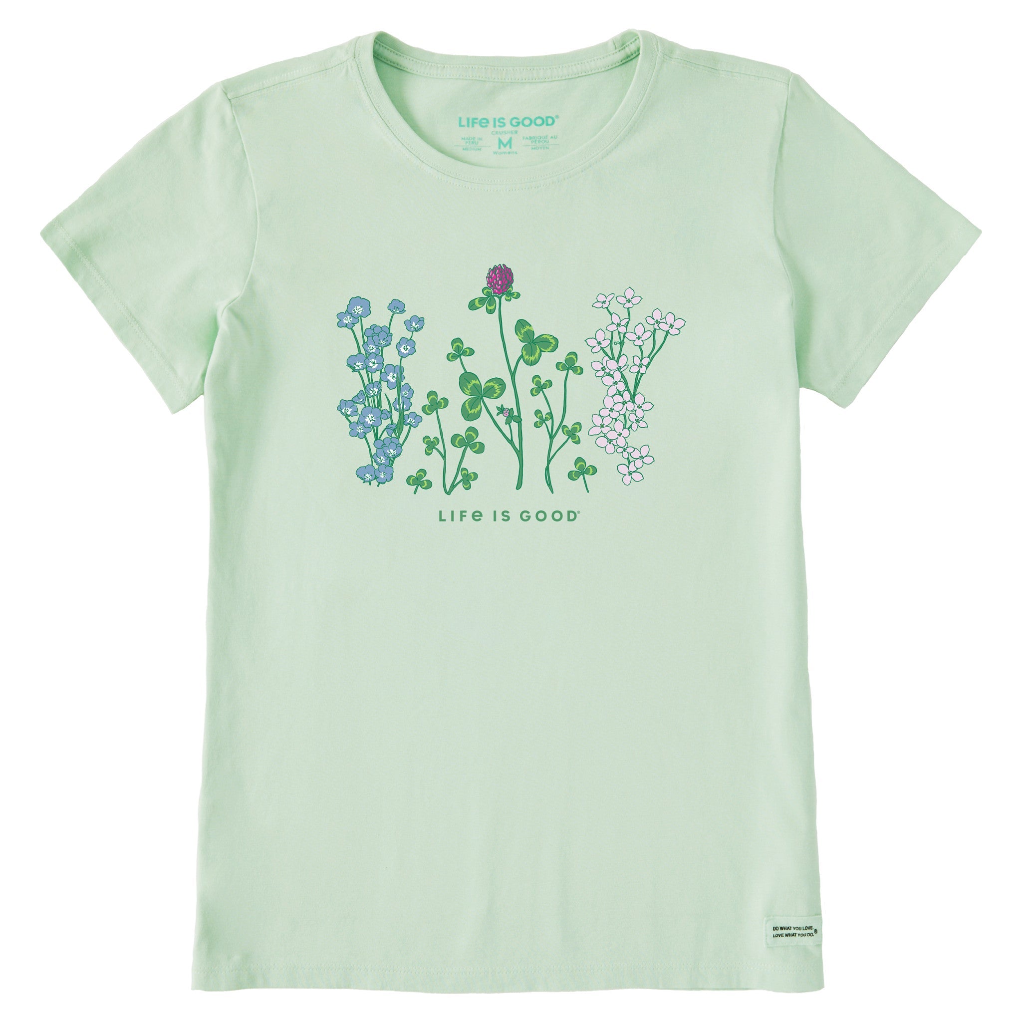 Women's Detailed Clovers and Wildflowers Short Sleeve Tee